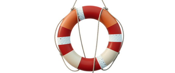 Lifebuoys with Ropes on White Background