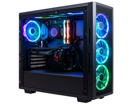 Row of Server Racks in Perspective, Data Storage Technology Isolated on Transparent Background