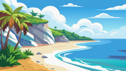 tropical beach with palm trees