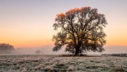 Frozen field at dawn