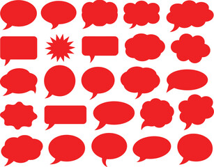 Red Speech Bubble Silhouettes Diverse Shapes for Communication & Design