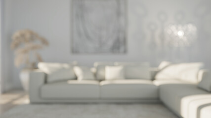 Large luxury modern bright interiors Living room mockup illustration 3D rendering image