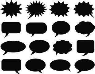 Diverse Black Speech Bubbles on White Vector Set for Communication