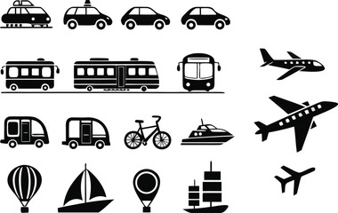Transport icons set vector design with editable
