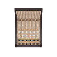 Vintage Style Rattan Lounge Chair, Dark Wood, Caning Seat, Top View 3D Render