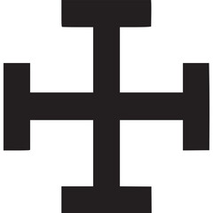 Obraz premium Simple black cross symbol, a religious icon of christianity and faith, isolated on white background