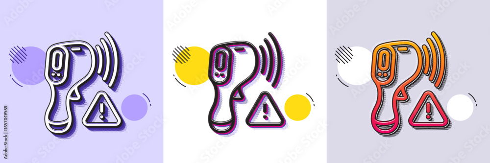 Wall mural electronic thermometer line icon. halftone dotted pattern. gradient icon with grain shadow. temperat