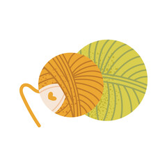 Balls of yarn for knitting and crochet. Vector illustration isolated on white background.