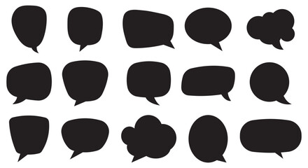 Silhouette speech bubble vector set. black on a white background. simple flat design. text box and message icon collection on a white background. vector illustration.