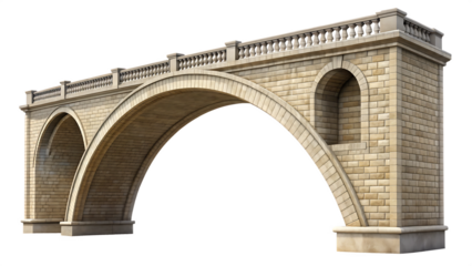 Arch bridge isolated on white background PNG,AI GENERATED