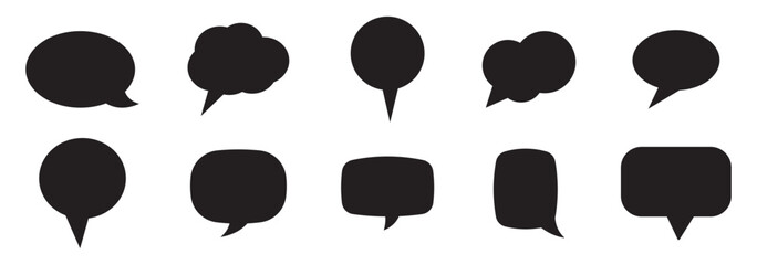 set of speech bubbles or dream clouds for dialog. Blank empty vector white speech bubbles. Speak bubble text, chat or massage box.
