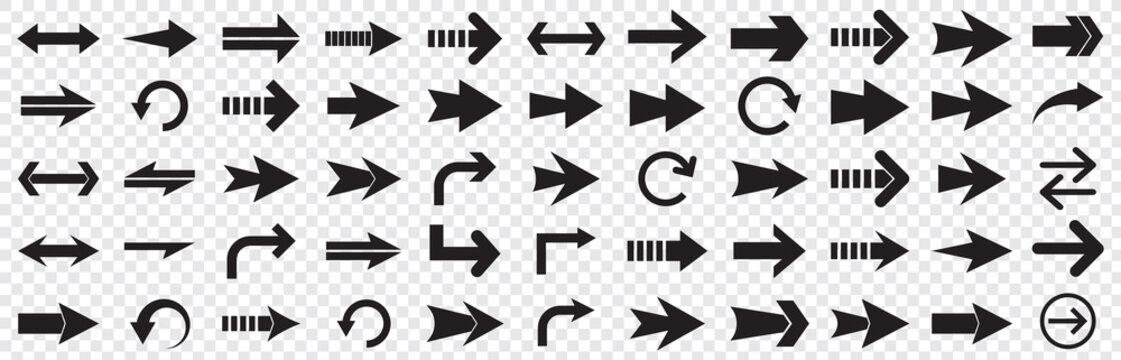 Arrow icon set, arrow cursor collection, black arrows icons vector set. Set of big black vector arrows. Arrow icon. Mega set of vector arrows. Set of many different arrow icon. Black long arrow icon.