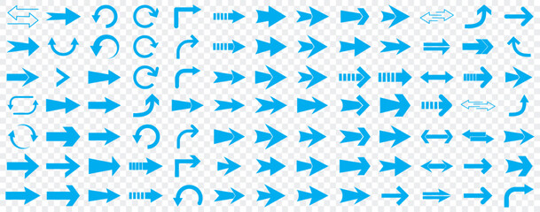 Arrow icon set, arrow cursor collection, black arrows icons vector set. Set of big Blue vector arrows. Arrow icon. Mega set of vector arrows. Set of many different arrow icon. Black long arrow icon.