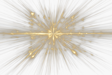 PNG, golden rays starting from a center and radiating outwards, gradually thinning toward the edges, glowing effect, high contrast, transparent background, luminous, dynamic light burst, elegant radia