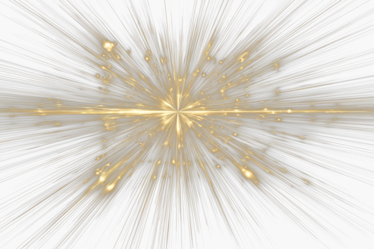 PNG, golden rays starting from a center and radiating outwards, gradually thinning toward the edges, glowing effect, high contrast, transparent background, luminous, dynamic light burst, elegant radia