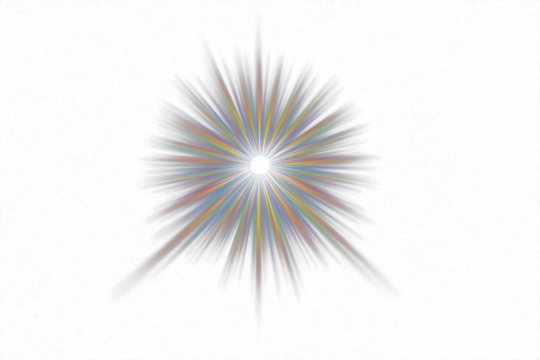 Radial chromatic light diffraction graphic asset overlay on a transparent background, with vivid rainbow-like color fringes radiating from the center, high contrast and dynamic light refraction PNG