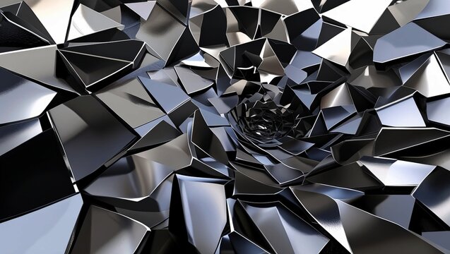 Abstract Metallic Fractal Dark Grey and Silver Polygonal Texture Background Abstract Background