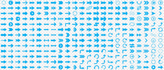 Arrow icon set, arrow cursor collection, black arrows icons vector set. Set of big Blue vector arrows. Arrow icon. Mega set of vector arrows. Set of many different arrow icon. Black long arrow icon.