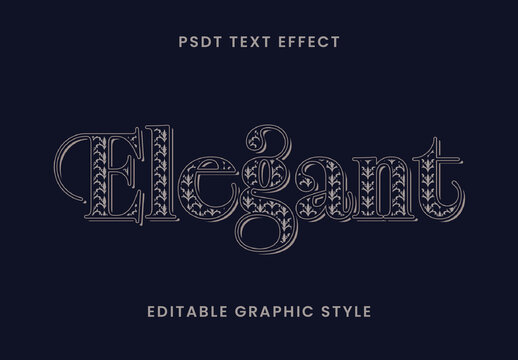 Beige Baroque Font Floral Decorative Elegant Text Effect