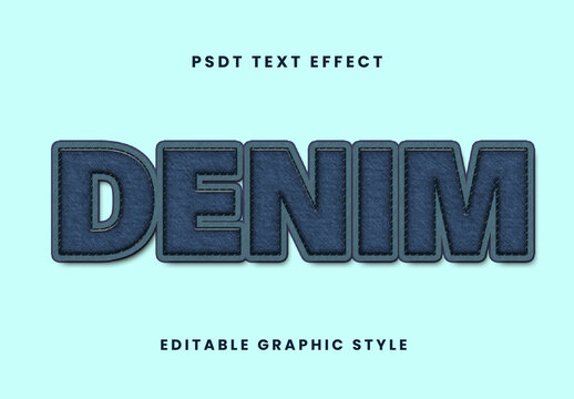 Blue And Yellow Jeans Font Fabric Decorative Stitch Text Effect
