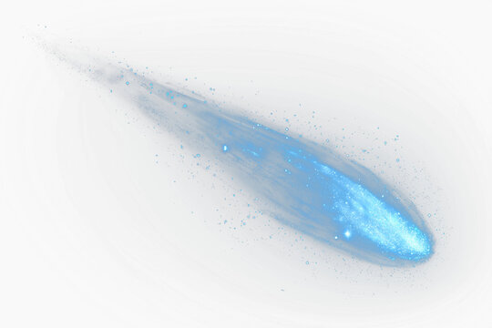 Translucent comet with a glowing tail, rendered with soft light and shimmering particle details on a transparent background. The ethereal design conveys motion, radiance, and cosmic beauty. PNG