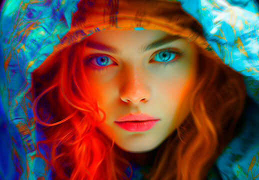 Blue And Red Neon Urban Photo Effect