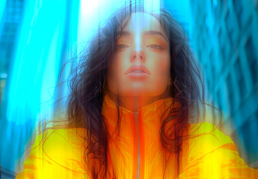 Blue And Orange Neon Urban Photo Effect