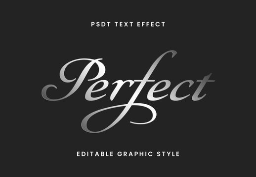 Silver Flat Script Font Elegant Stylish Lettering Text Effect