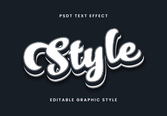 White And Black Flat Script Font Bold 3D Decorative Text Effect