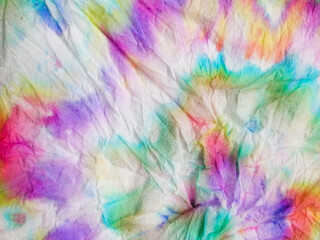 Multicolor Dye Distressed Silk. Tie Dye Elements.