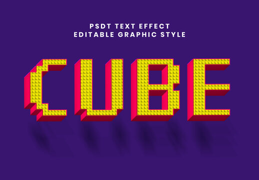 Yellow And Red Cube Font Brick Toy Playful Text Effect