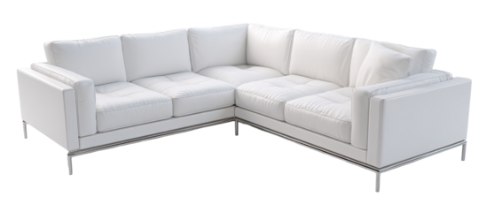 White corner sectional sofa with simple, modern lines