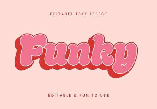 Pink And Red Retro Font Vintage Bubble Cartoon Text Effect