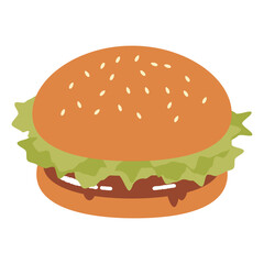 テリヤキバーガー　イラスト　ベクター　ジャンクフード　ファストフード