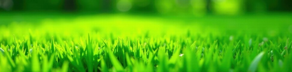Uniform, short-cut grass; lush, vibrant green , healthy, plant