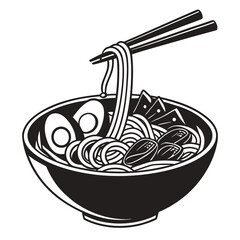 Ramen Bowl Silhouette Vector Illustration,
Minimalist Ramen Vector,
Noodle Bowl Clipart,
Japanese Ramen Art

