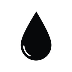 A simple black drop illustration, representing water, oil, or tears, suitable for designs needing a clean and minimalist element