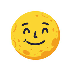 Fototapeta premium Cartoon moon with a happy face, a cheerful and whimsical illustration for childrens books or spacethemed designs