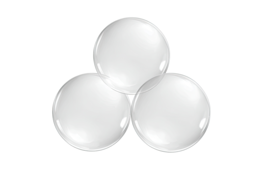 Three translucent circles stacked in a triangular formation