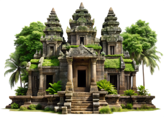  jungle ancien temple architectur  isolated on white background PNG,AI GENERATED
