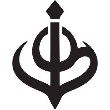 Illustration of the khalsa symbol isolated on white background, a central symbol of sikhism representing the tenets of the sikh faith