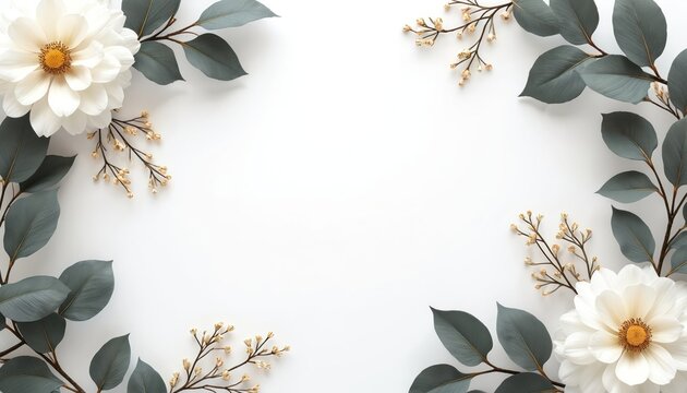 Elegant tropical retirement celebration template with white flowers, dark leaves, delicate branches. Pastel color palette with gold accents. Ideal for invitations, announcements, or party decorations. - Powered by Adobe