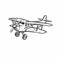 Sketch of an airplane flying in a hand-drawn style  