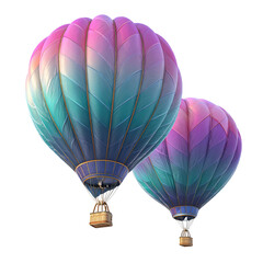 Naklejka premium pair of decorative hot air balloons mid-flight isolated png 