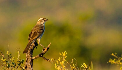 A sparrow perched on a branch in dappled sunlight.
