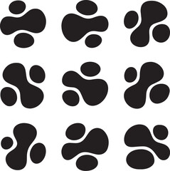 Fototapeta premium Minimalist modern abstract blob shapes in black silhouette on white background perfect for branding, web banners, social media posts, product packaging and editorial design