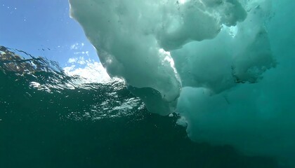 Iceberg seen from underwater.
