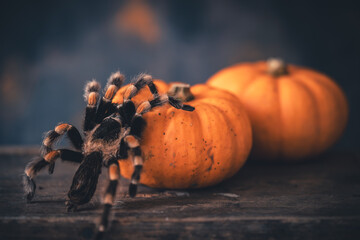 Close Hairy Tarantula With Black