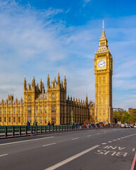 Obraz premium Big Ben with Houses of Parliament from Westminster bridge, London, UK