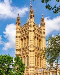 Obraz premium Victoria tower of Westminster Palace (Houses of Parliament), London, UK